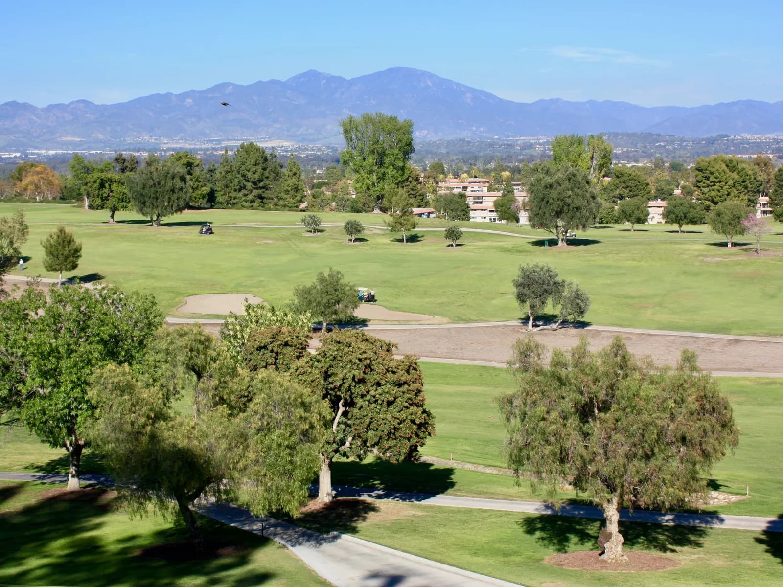 Golf course at Laguna Woods Village with the mountains behind